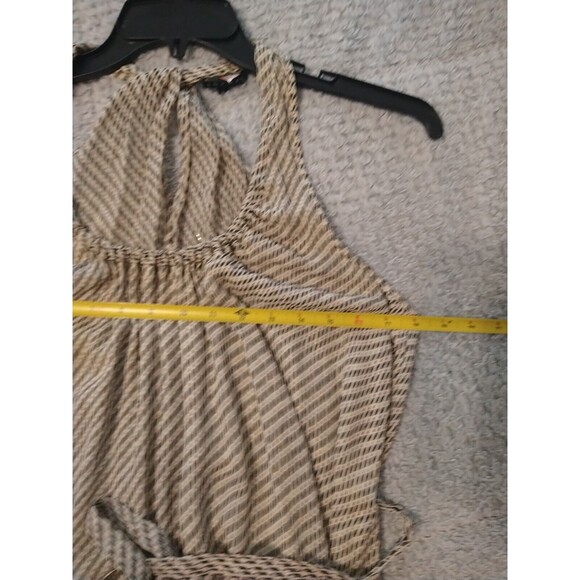 Theory 100% Silk Knee Length Sleeveless Dress Beige Boho Cottagecore Feminine - Picture 9 of 11